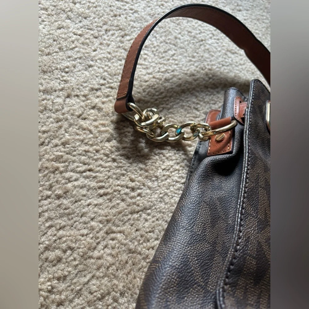 Michael Kors Hamilton Crossbody Tote Brown Purse Bag